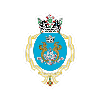 Coat of Arms of Farah Pahlavi Order of Isabella the Catholic (Iran) (Coat of Arms) STICKER Vinyl Kiss-Cut Decal 2 Inch White - The Sticker Space