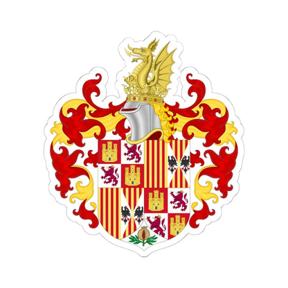 Coat of Arms of Ferdinand II of Aragon 1492-1504 (Spain) (Coat of Arms) STICKER Vinyl Kiss-Cut Decal 6 Inch White - The Sticker Space