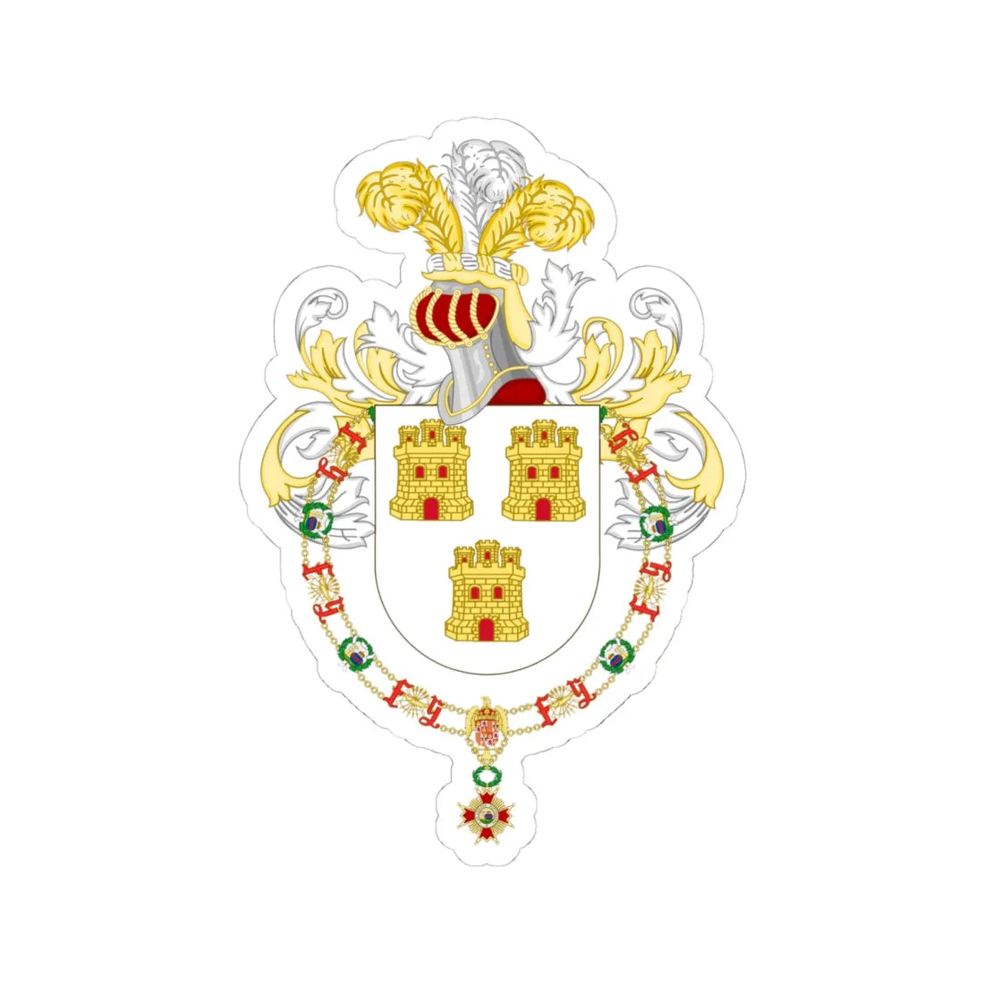 Coat of Arms of Fernando de la Rúa Order of Isabella the Catholic (Argentina) (Coat of Arms) STICKER Vinyl Kiss-Cut Decal 4 Inch White - The Sticker Space