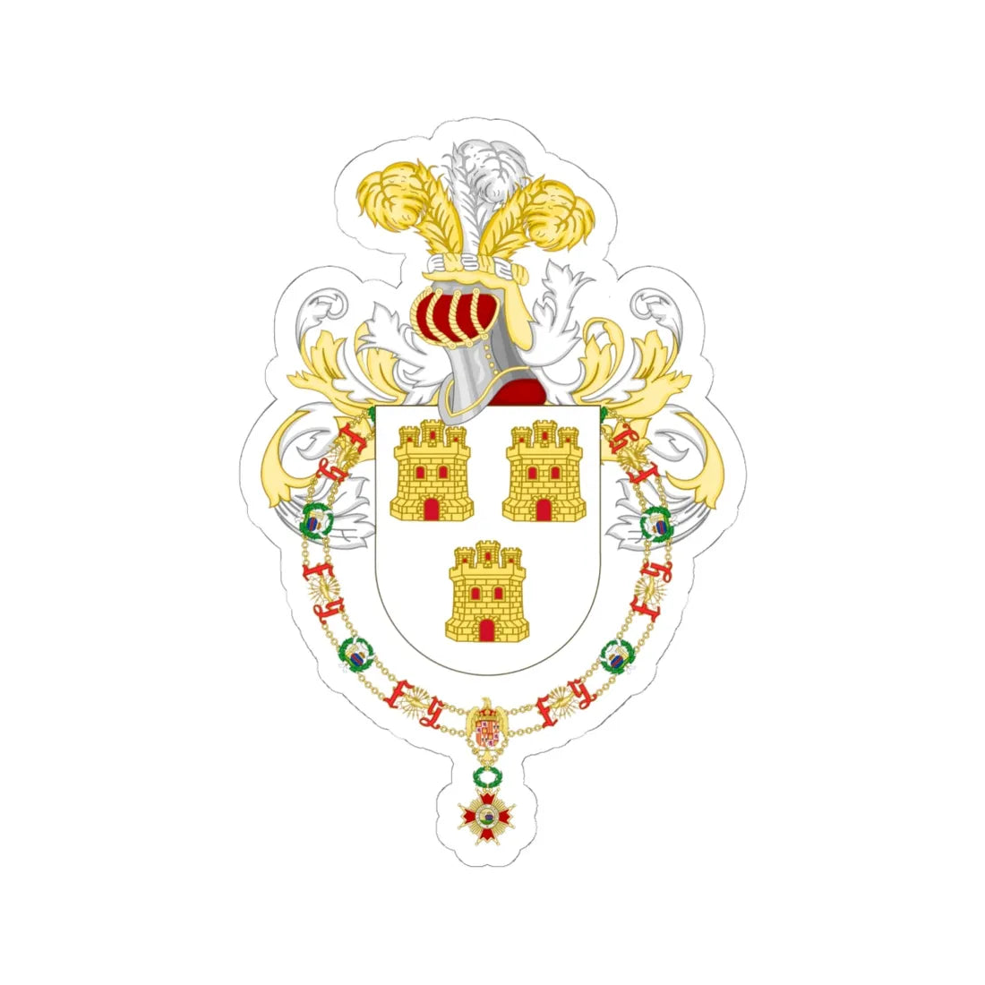 Coat of Arms of Fernando de la Rúa Order of Isabella the Catholic (Argentina) (Coat of Arms) STICKER Vinyl Kiss-Cut Decal 6 Inch White - The Sticker Space