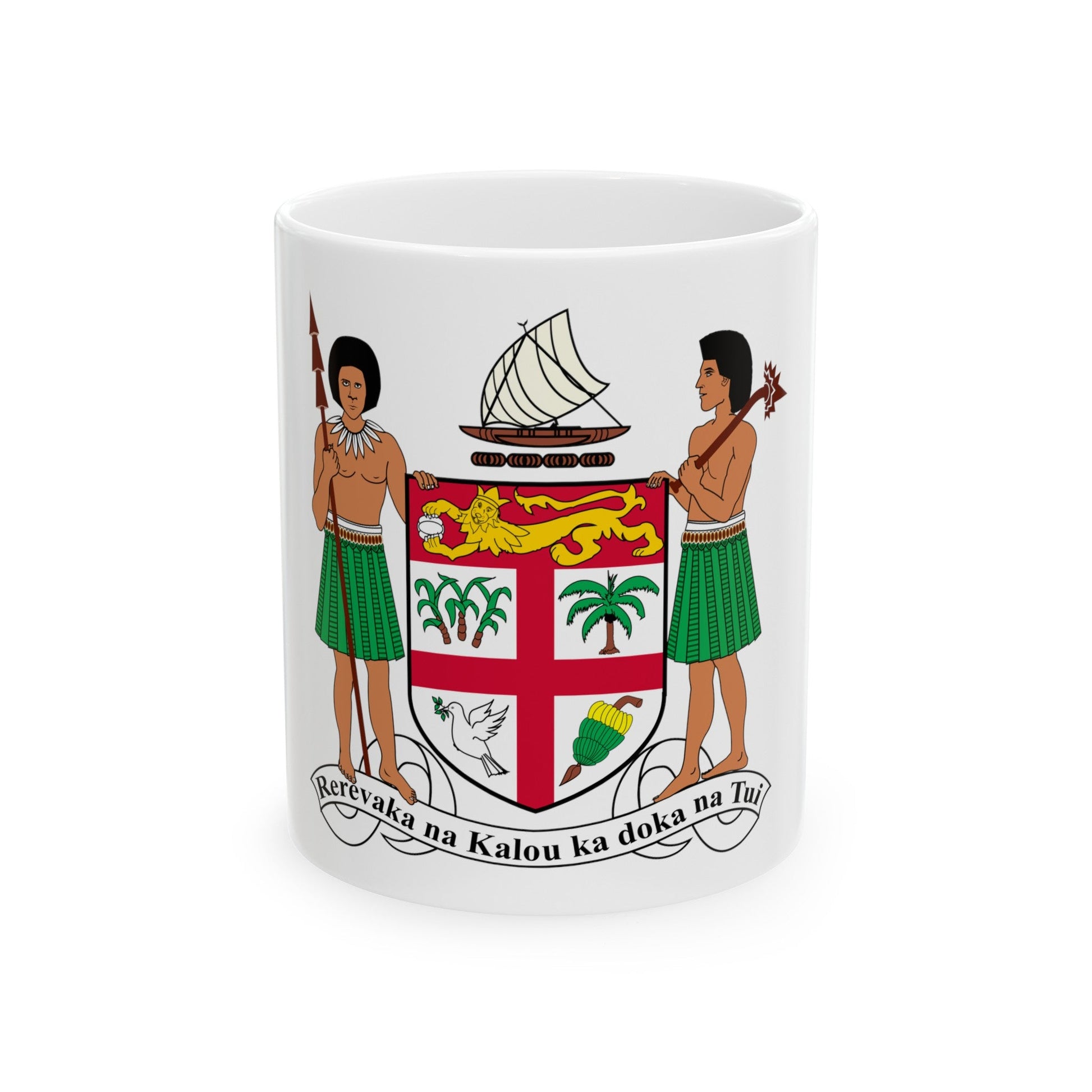 Coat of arms of Fiji - White Coffee Mug-11oz-The Sticker Space