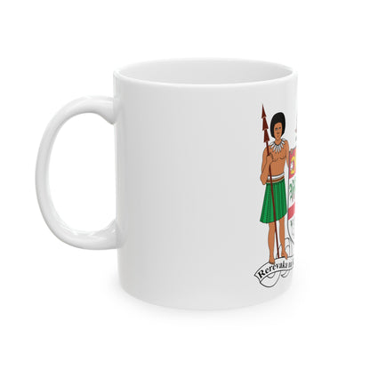 Coat of arms of Fiji - White Coffee Mug-The Sticker Space