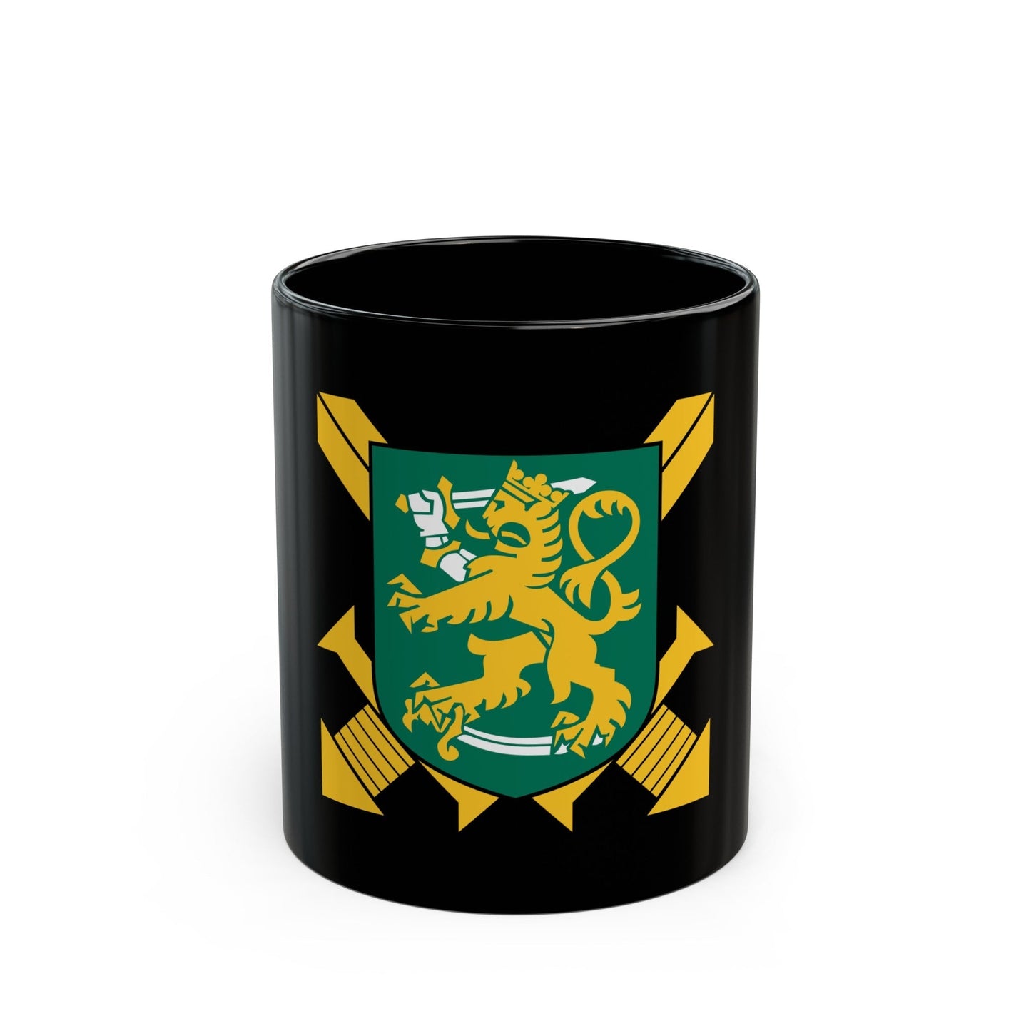 Coat of Arms of Finnish Ground Force - Black Coffee Mug-11oz-The Sticker Space