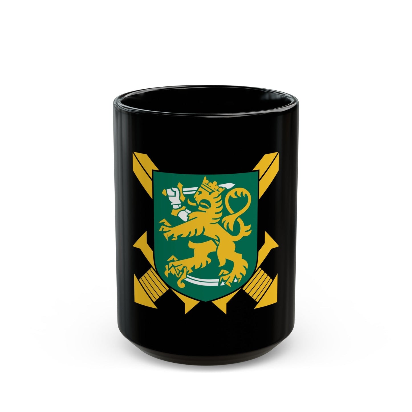 Coat of Arms of Finnish Ground Force - Black Coffee Mug-15oz-The Sticker Space