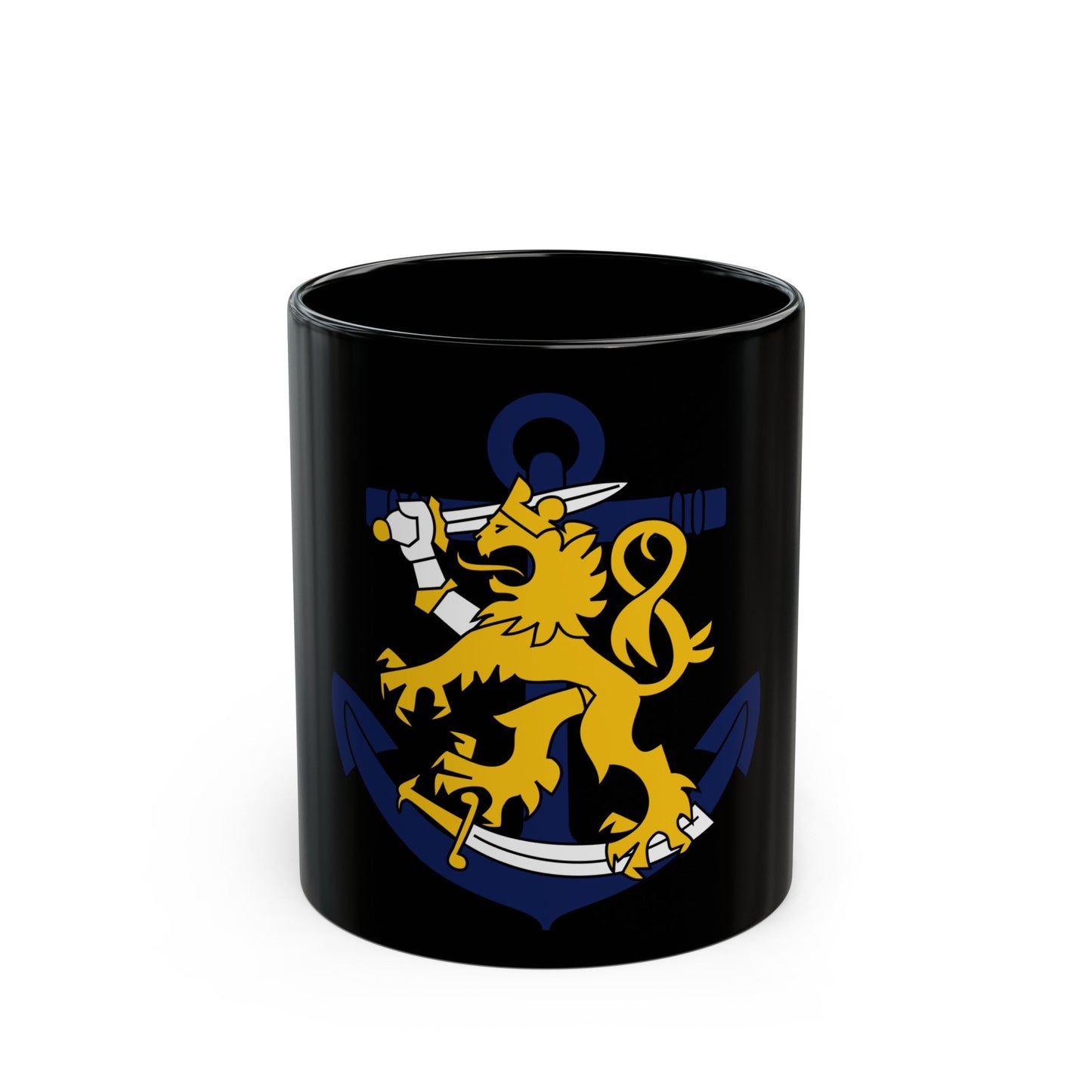 Coat of Arms of Finnish Navy - Black Coffee Mug-11oz-The Sticker Space