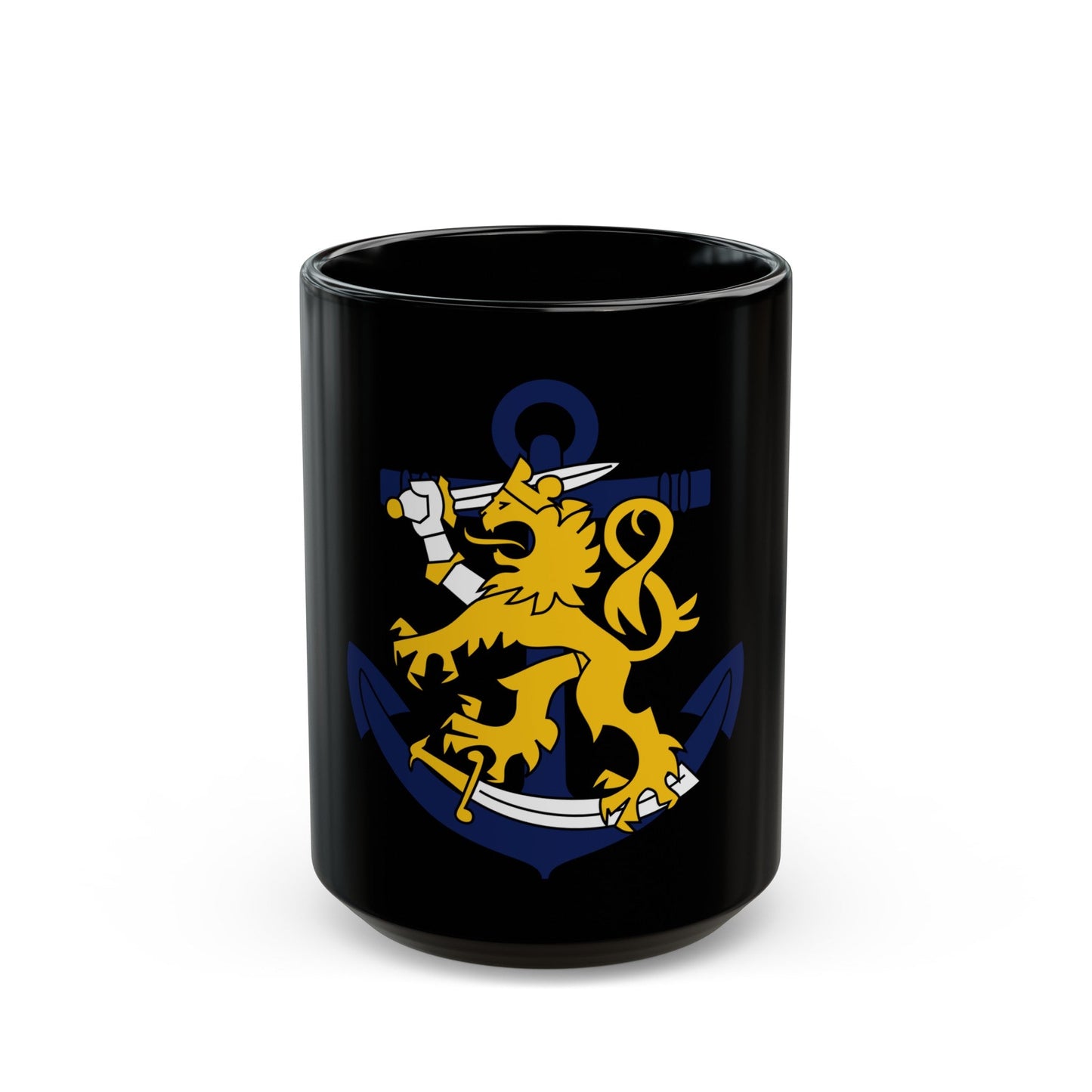 Coat of Arms of Finnish Navy - Black Coffee Mug-15oz-The Sticker Space