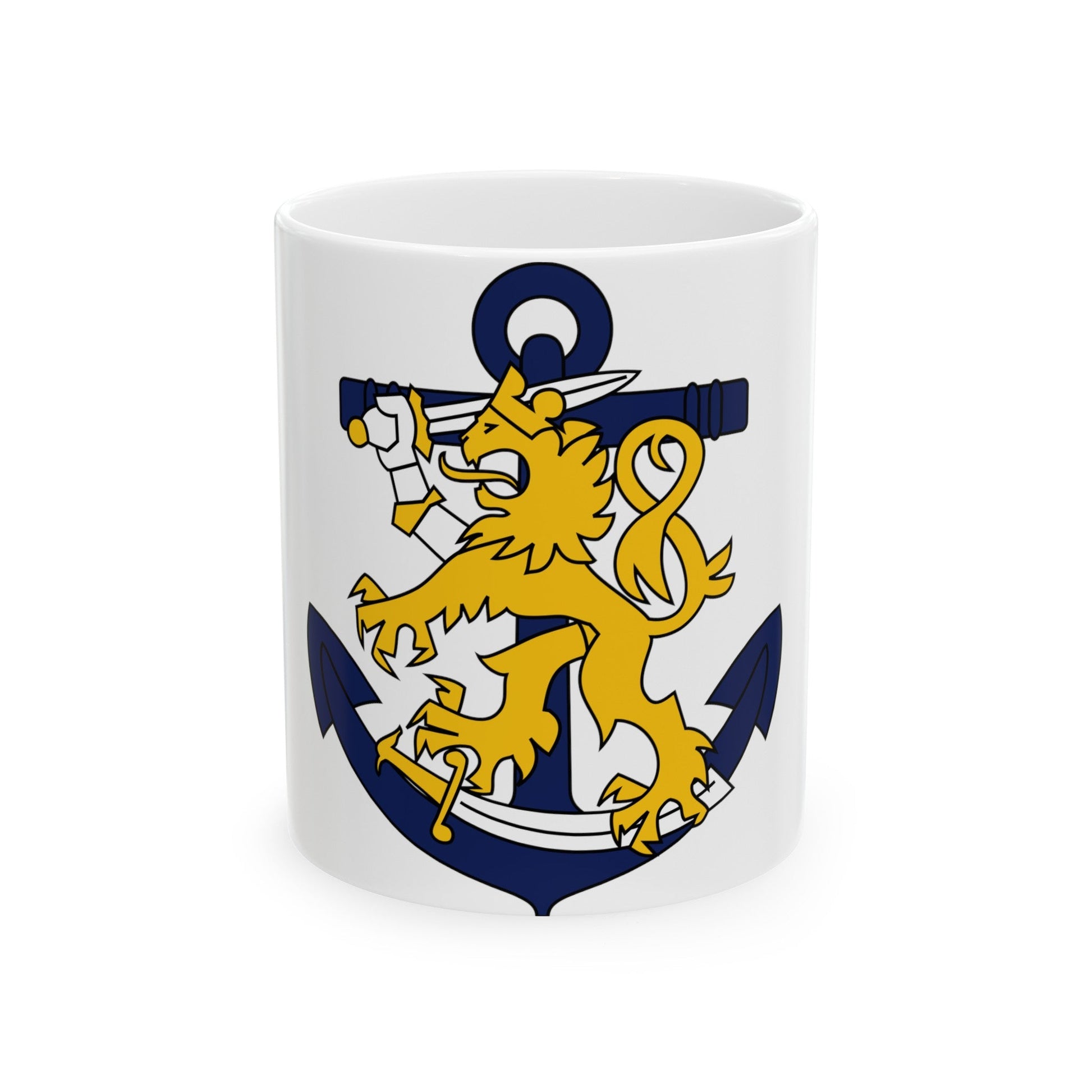 Coat of Arms of Finnish Navy - White Coffee Mug-11oz-The Sticker Space