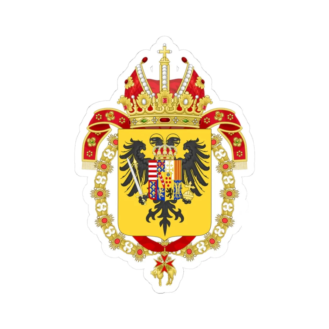 Coat of Arms of Francis I Holy Roman Emperor-Or shield variant (Austria) (Coat of Arms) STICKER Vinyl Kiss-Cut Decal 3 Inch White - The Sticker Space