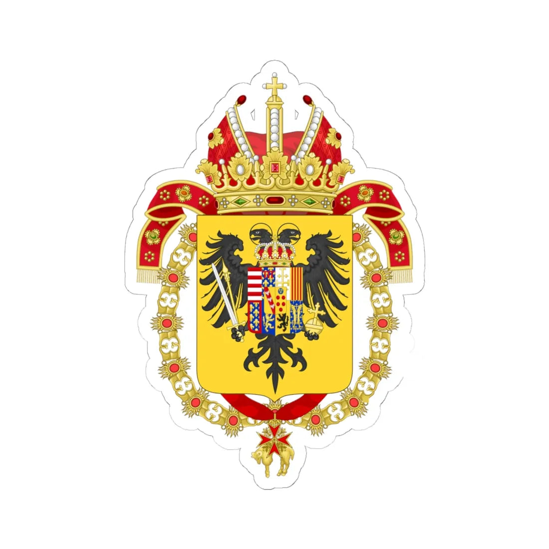 Coat of Arms of Francis I Holy Roman Emperor-Or shield variant (Austria) (Coat of Arms) STICKER Vinyl Kiss-Cut Decal 6 Inch White - The Sticker Space