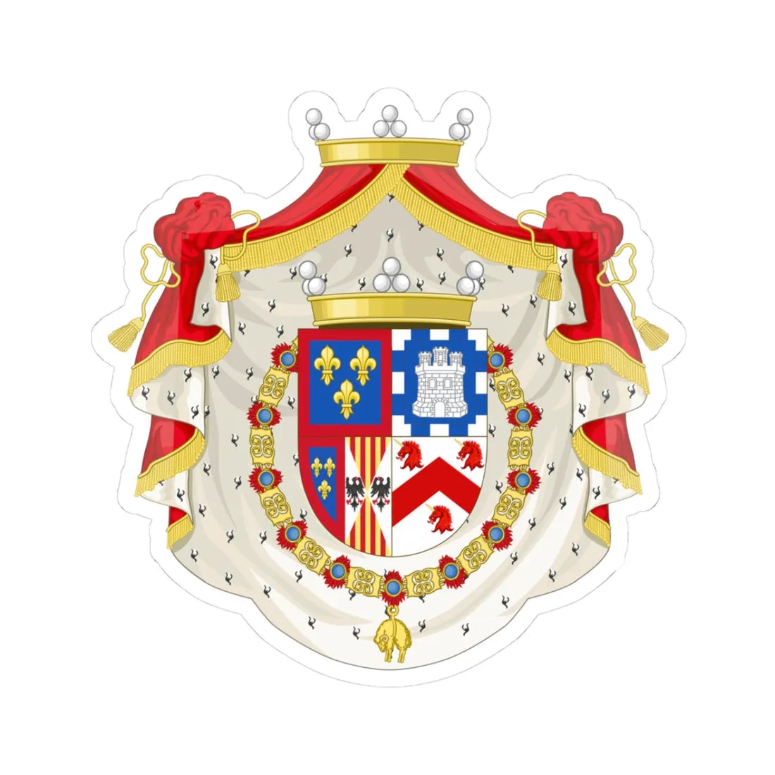 Coat of Arms of Francisco de Paula de Borbón y Castellví (Ireland) (Coat of Arms) STICKER Vinyl Kiss-Cut Decal - The Sticker Space