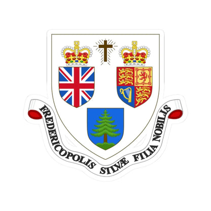 Coat of arms of Fredericton New Brunswick (Canada) (Coat of Arms) STICKER Vinyl Kiss-Cut Decal 2 Inch White - The Sticker Space