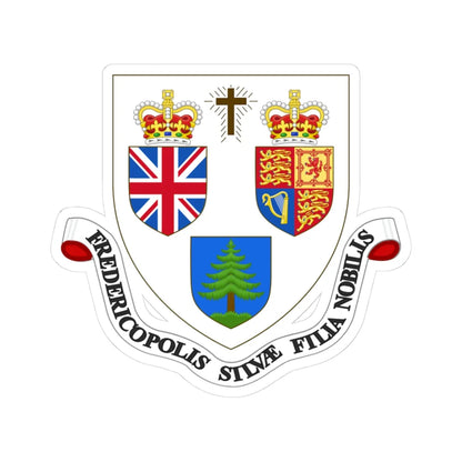 Coat of arms of Fredericton New Brunswick (Canada) (Coat of Arms) STICKER Vinyl Kiss-Cut Decal 3 Inch White - The Sticker Space