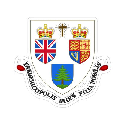 Coat of arms of Fredericton New Brunswick (Canada) (Coat of Arms) STICKER Vinyl Kiss-Cut Decal 6 Inch White - The Sticker Space