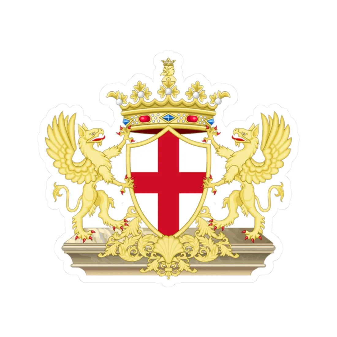 Coat of Arms of Genoa (Italy) (Coat of Arms) STICKER Vinyl Kiss-Cut Decal 2 Inch White - The Sticker Space