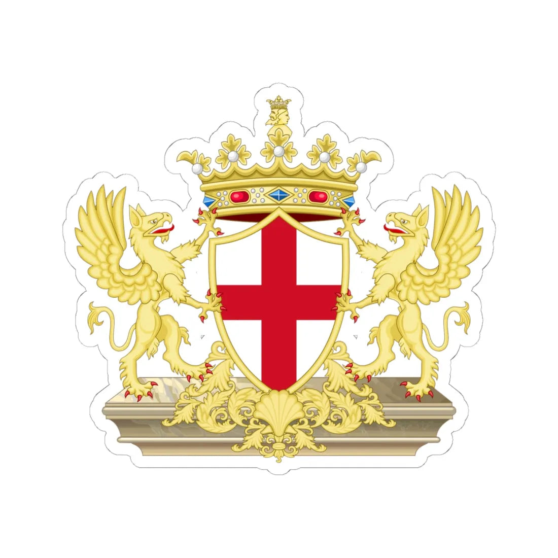 Coat of Arms of Genoa (Italy) (Coat of Arms) STICKER Vinyl Kiss-Cut Decal 6 Inch White - The Sticker Space