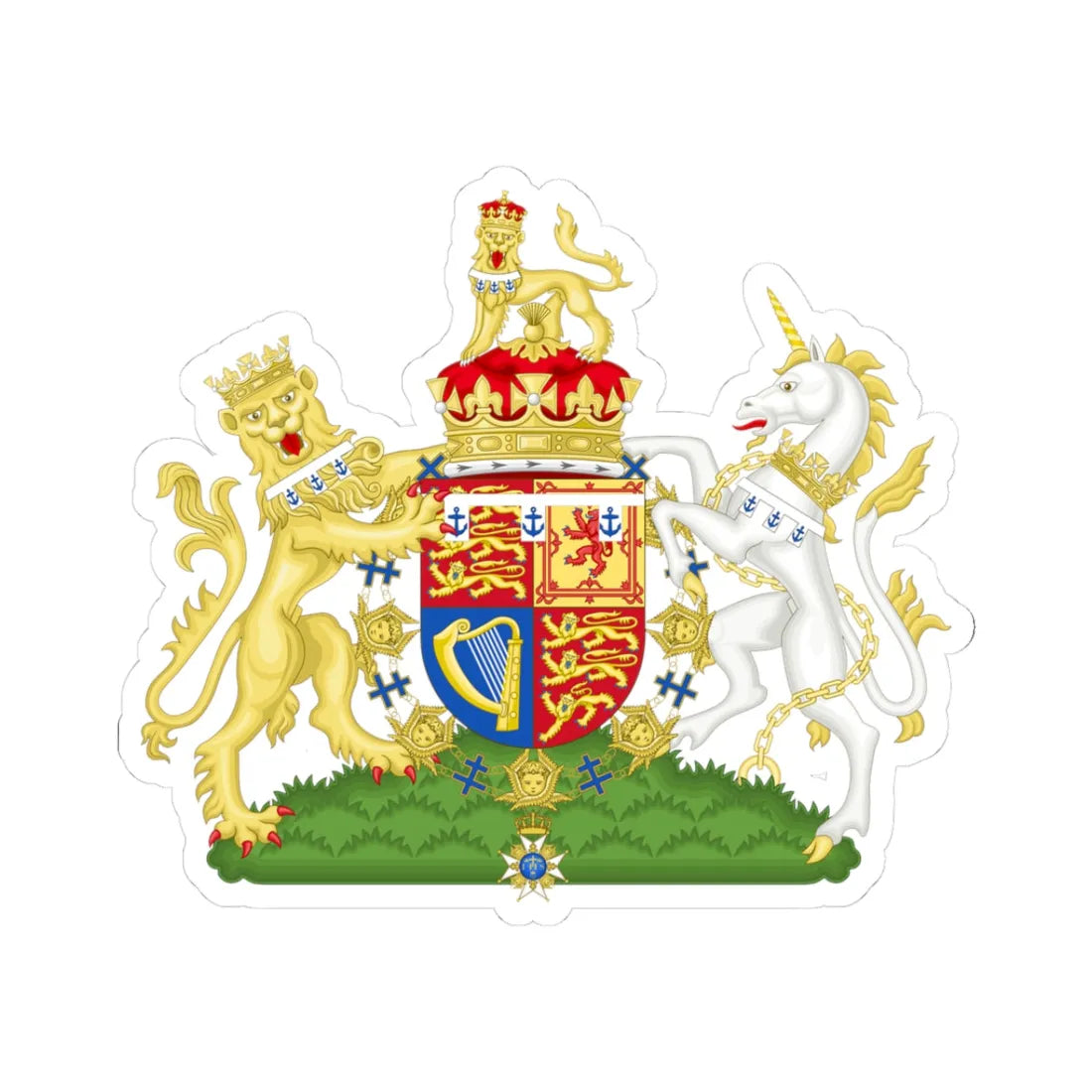 Coat of Arms of George Duke of Kent Order of the Seraphim (United Kingdom) (Coat of Arms) STICKER Vinyl Kiss-Cut Decal 3 Inch White - The Sticker Space