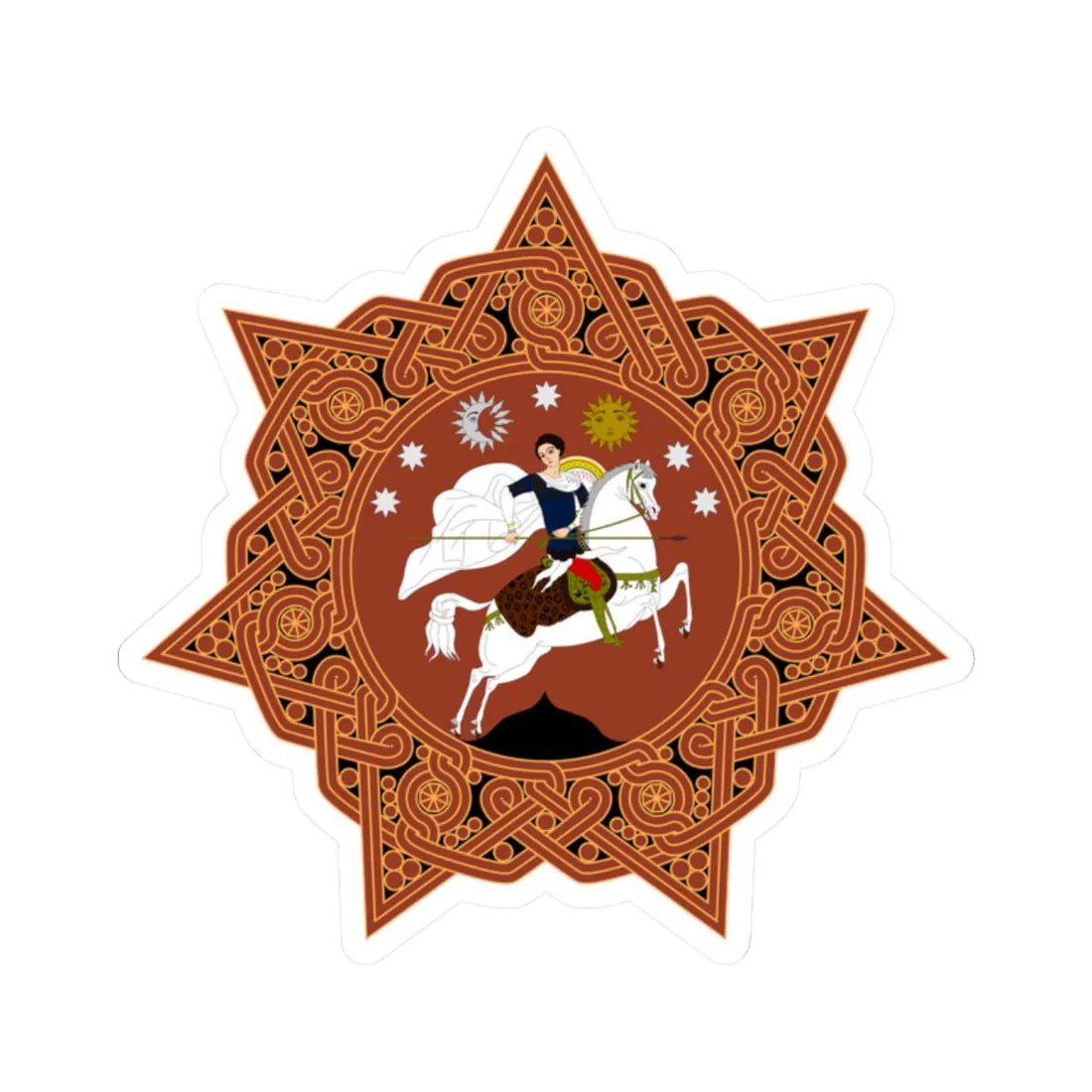 Coat of arms of Georgia 1990-2004 (Georgia) (Coat of Arms) STICKER Vinyl Kiss-Cut Decal 2 Inch White - The Sticker Space