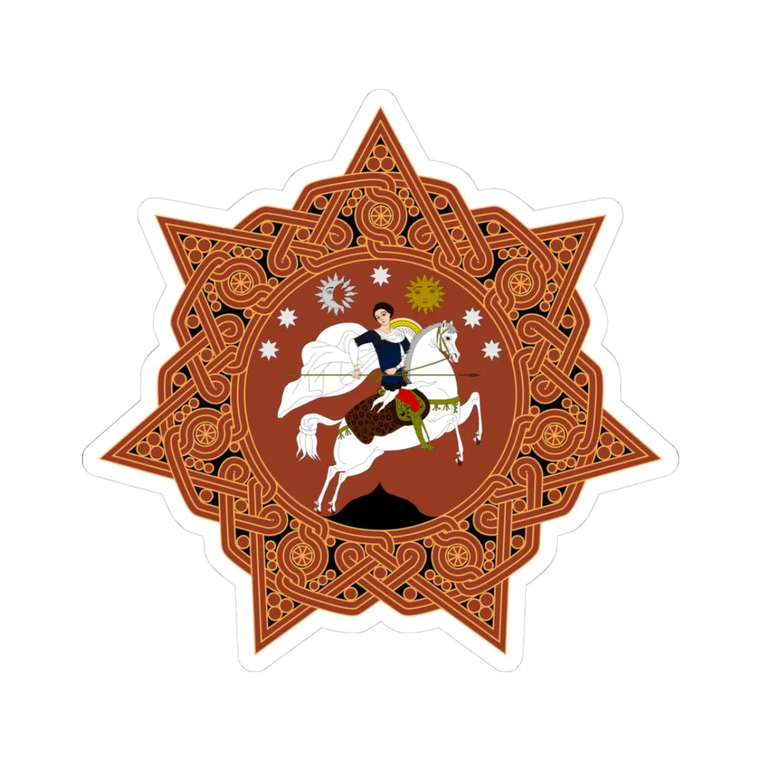 Coat of arms of Georgia 1990-2004 (Georgia) (Coat of Arms) STICKER Vinyl Kiss-Cut Decal 3 Inch White - The Sticker Space