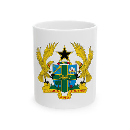 Coat of arms of Ghana - White Coffee Mug-11oz-The Sticker Space