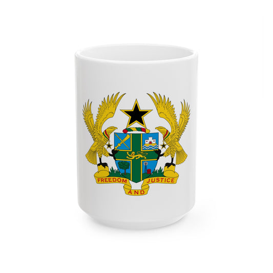 Coat of arms of Ghana - White Coffee Mug-15oz-The Sticker Space