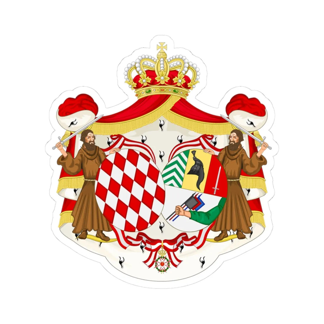 Coat of Arms of Ghislaine Princess of Monaco (Spain) (Coat of Arms) STICKER Vinyl Kiss-Cut Decal 3 Inch White - The Sticker Space