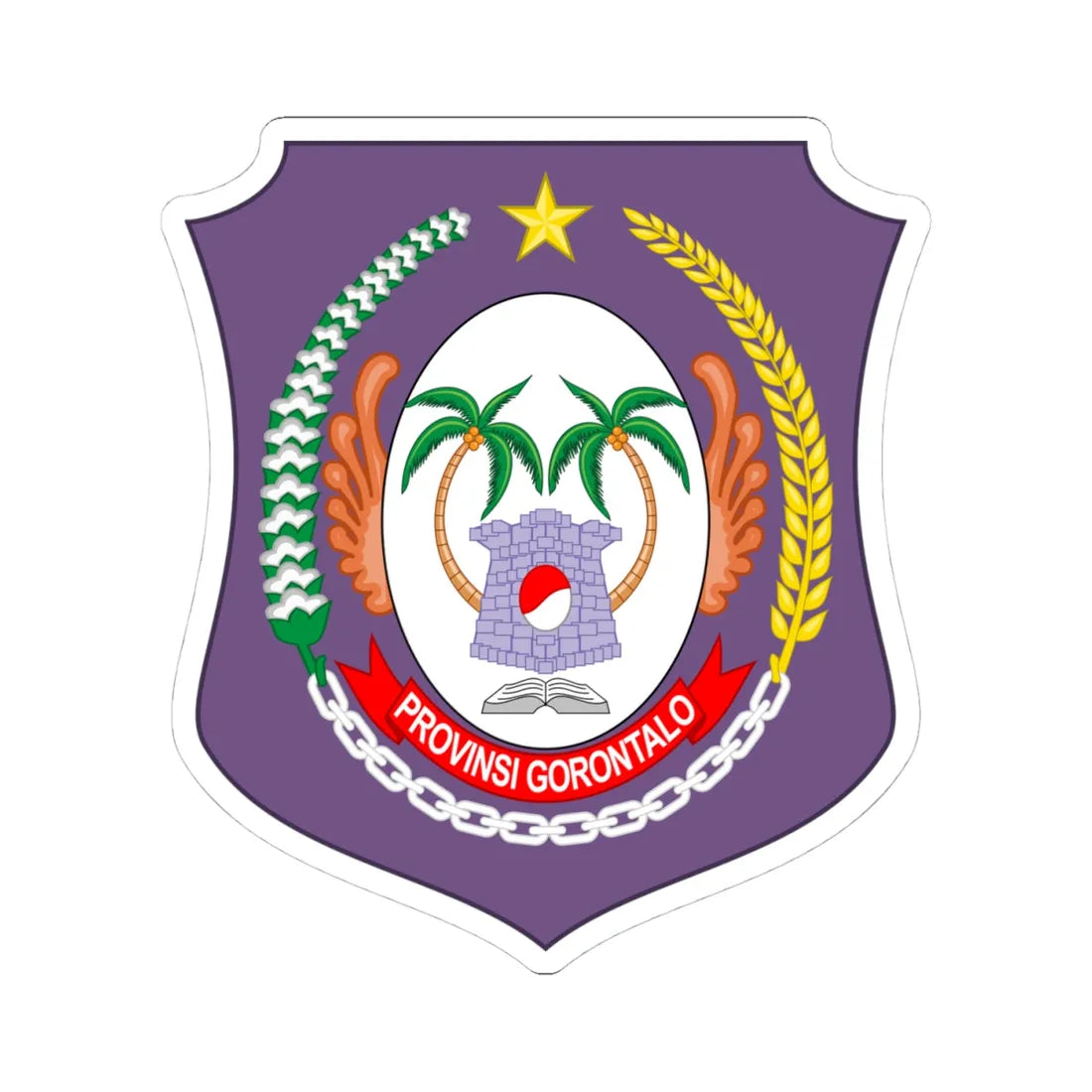 Coat of arms of Gorontalo (Indonesia) (Coat of Arms) STICKER Vinyl Kiss-Cut Decal 4 Inch White - The Sticker Space
