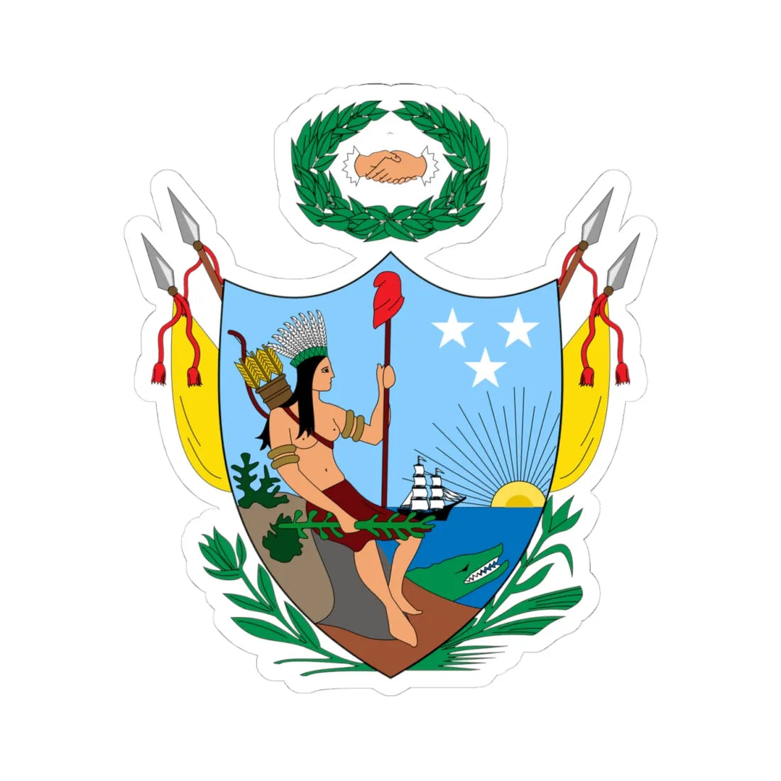 Coat of arms of Gran Colombia 1819 (Colombia) (Coat of Arms) STICKER Vinyl Kiss-Cut Decal 4 Inch White - The Sticker Space