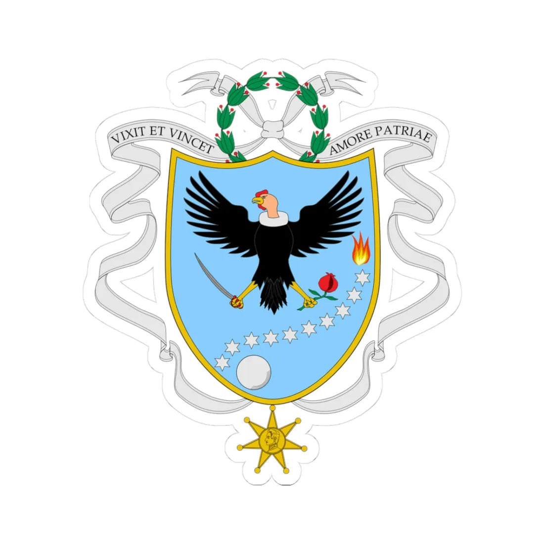 Coat of arms of Gran Colombia 1820 (Colombia) (Coat of Arms) STICKER Vinyl Kiss-Cut Decal 3 Inch White - The Sticker Space