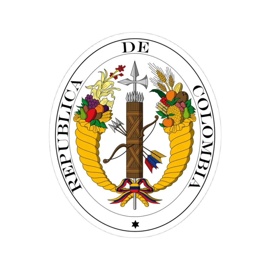 Coat of arms of Gran Colombia 1821 (Colombia) (Coat of Arms) STICKER Vinyl Kiss-Cut Decal 4 Inch White - The Sticker Space