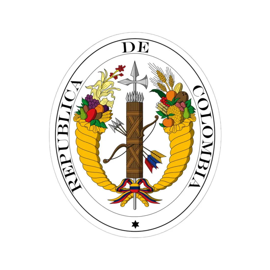 Coat of arms of Gran Colombia 1821 (Colombia) (Coat of Arms) STICKER Vinyl Kiss-Cut Decal 6 Inch White - The Sticker Space