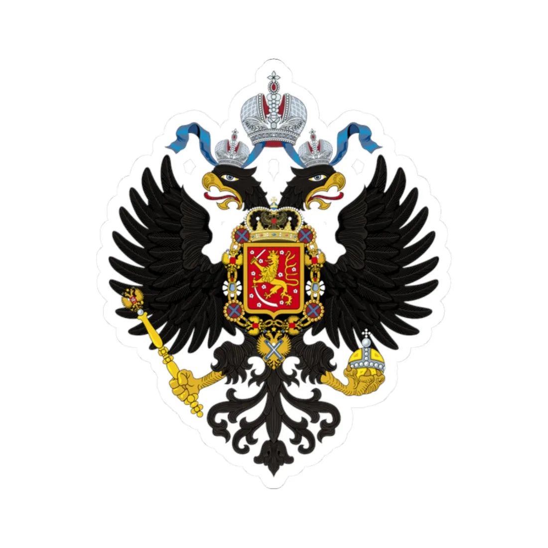 Coat of Arms of Grand Duchy of Finland-holding sabre (Russia) (Coat of Arms) STICKER Vinyl Kiss-Cut Decal 2 Inch White - The Sticker Space
