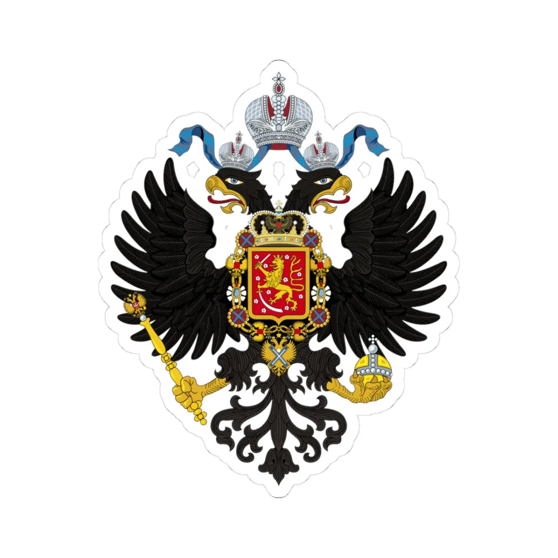 Coat of Arms of Grand Duchy of Finland-holding sabre (Russia) (Coat of Arms) STICKER Vinyl Kiss-Cut Decal 3 Inch White - The Sticker Space