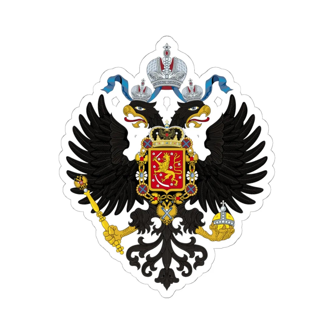 Coat of Arms of Grand Duchy of Finland-holding sabre (Russia) (Coat of Arms) STICKER Vinyl Kiss-Cut Decal 6 Inch White - The Sticker Space