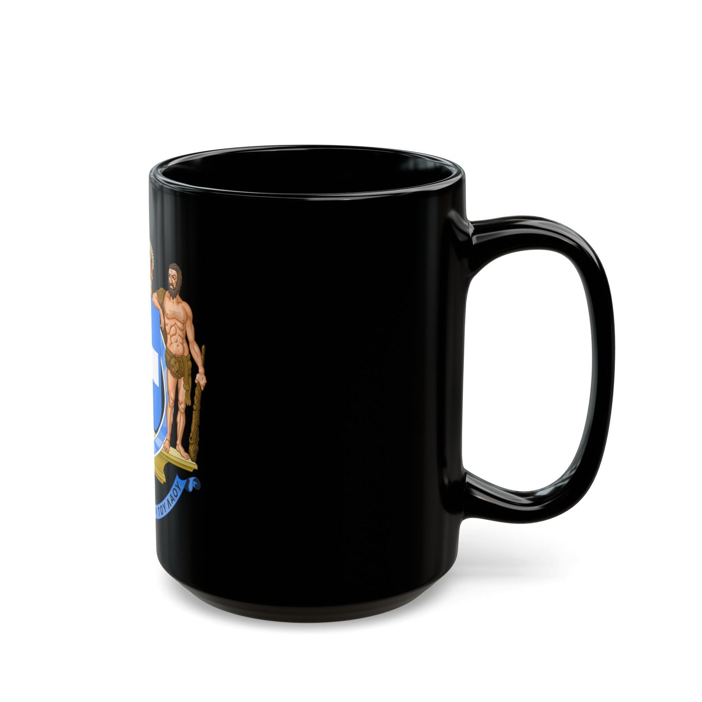 Coat of Arms of Greece (blue cross) - Black Coffee Mug-The Sticker Space