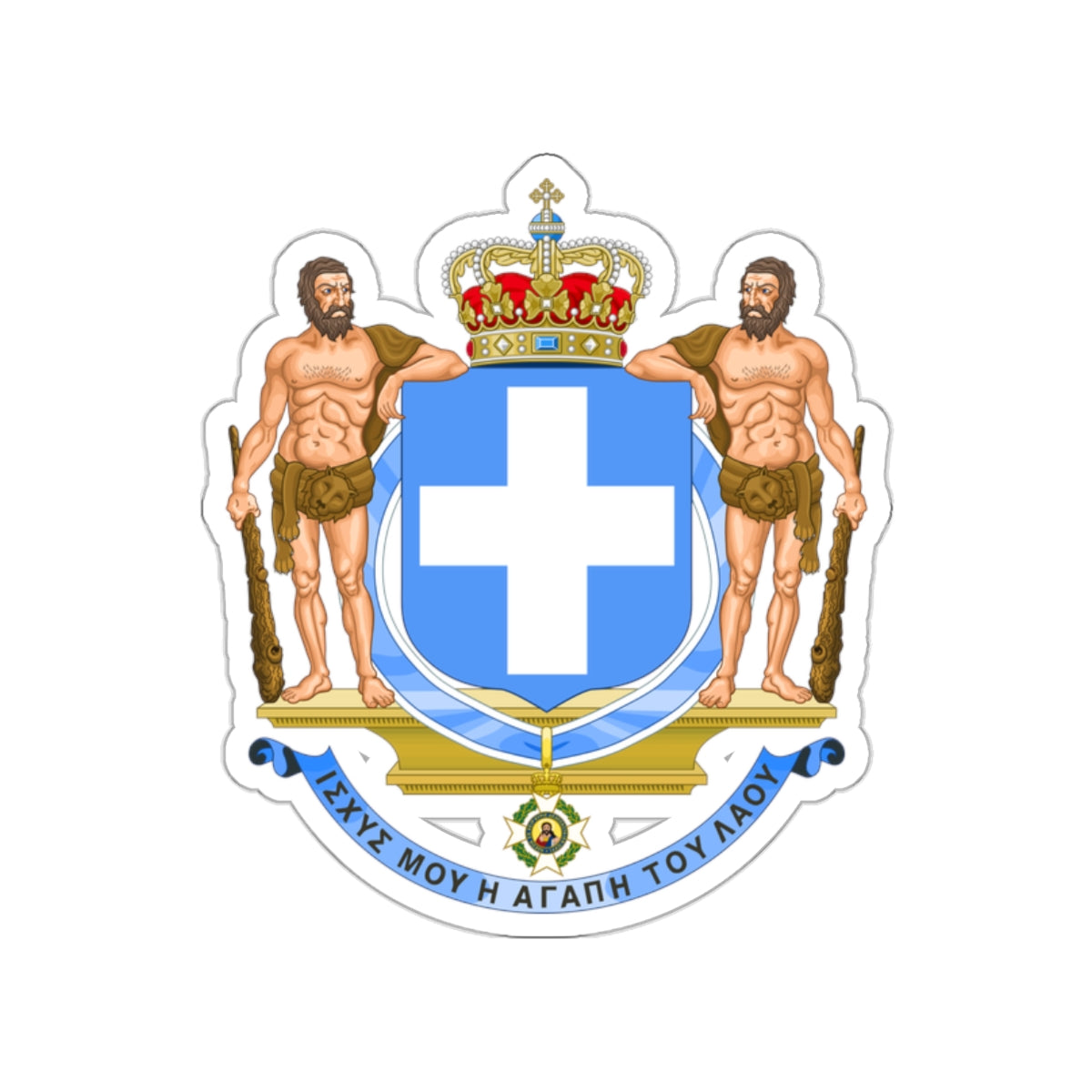 Coat of Arms of Greece (blue cross) STICKER Vinyl Die-Cut Decal-White-The Sticker Space