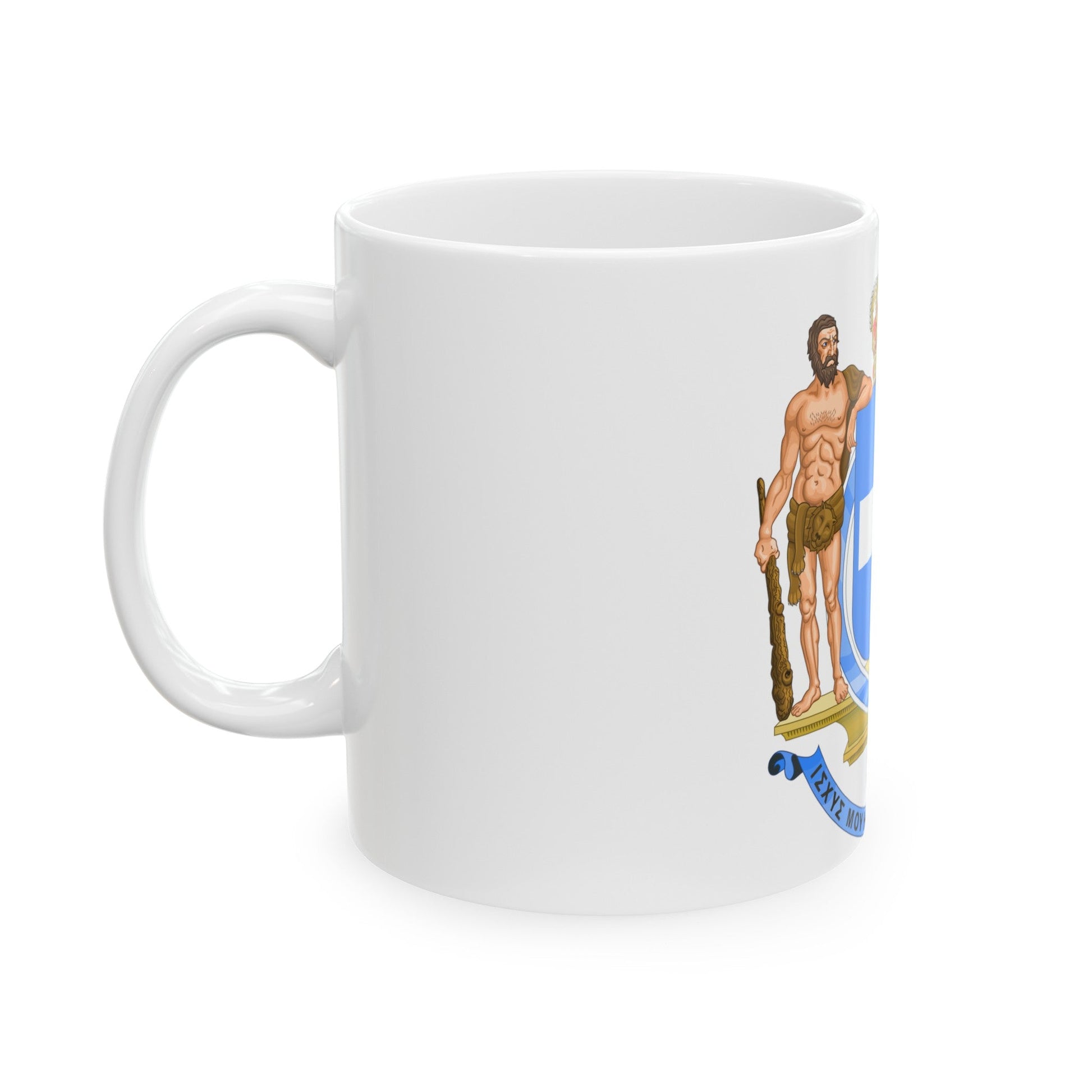 Coat of Arms of Greece (blue cross) - White Coffee Mug-The Sticker Space