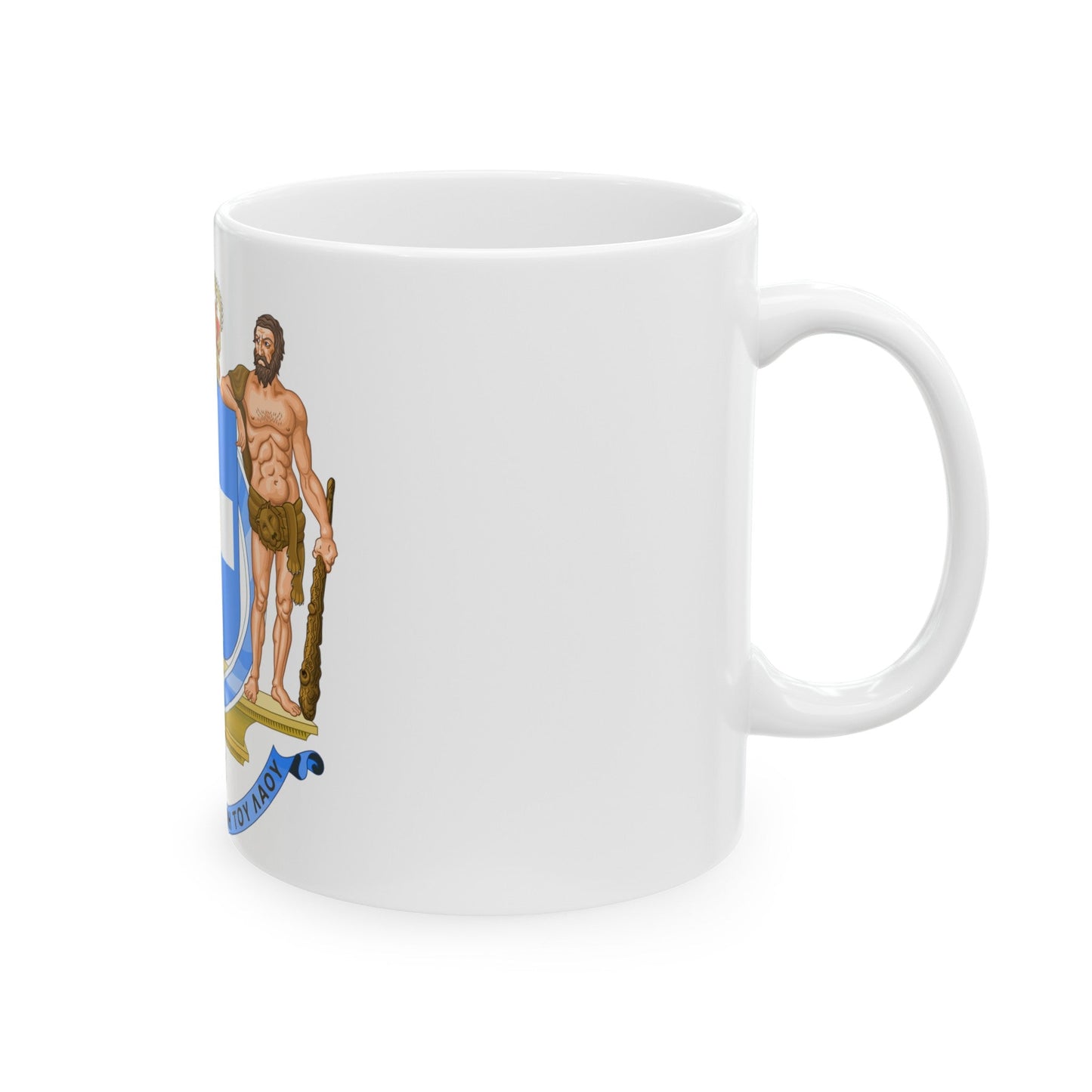 Coat of Arms of Greece (blue cross) - White Coffee Mug-The Sticker Space