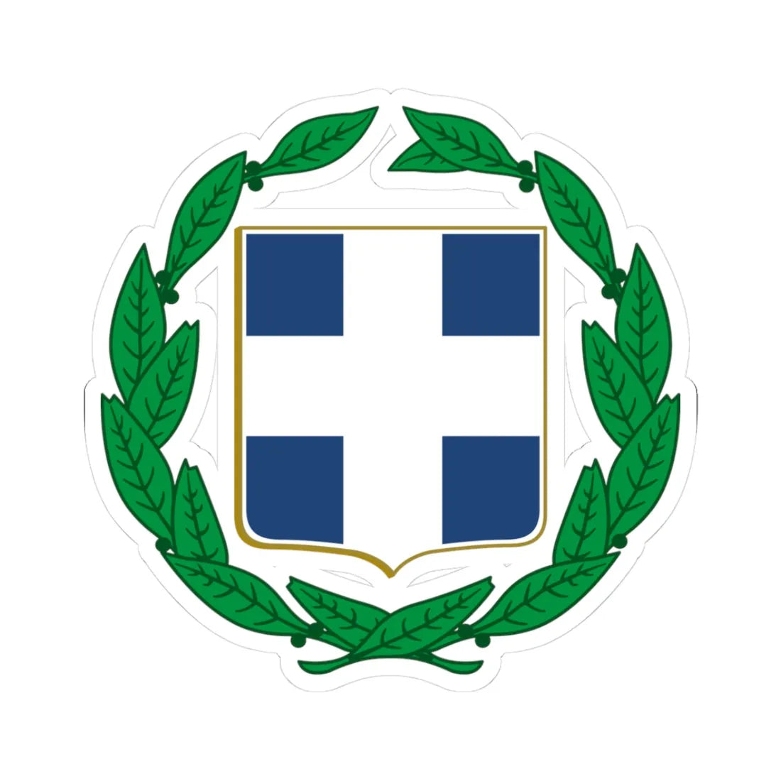 Coat of arms of Greece colour (Greece) (Coat of Arms) STICKER Vinyl Kiss-Cut Decal 3 Inch White - The Sticker Space