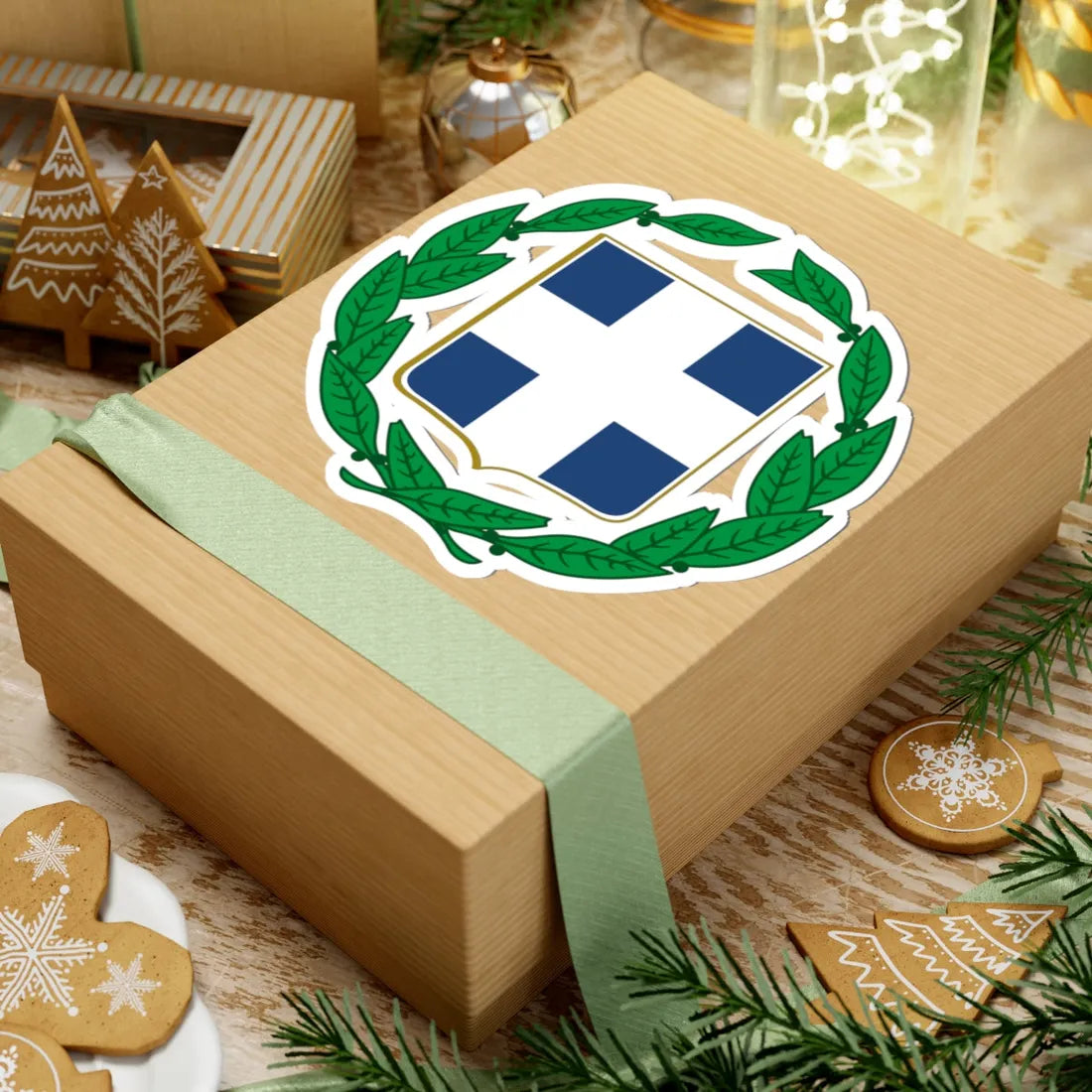 Coat of arms of Greece colour (Greece) (Coat of Arms) STICKER Vinyl Kiss-Cut Decal - The Sticker Space