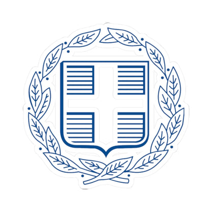 Coat of Arms of Greece Monochromatic (Greece) (Coat of Arms) STICKER Vinyl Kiss-Cut Decal 2 Inch White - The Sticker Space
