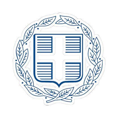 Coat of Arms of Greece Monochromatic (Greece) (Coat of Arms) STICKER Vinyl Kiss-Cut Decal 4 Inch White - The Sticker Space