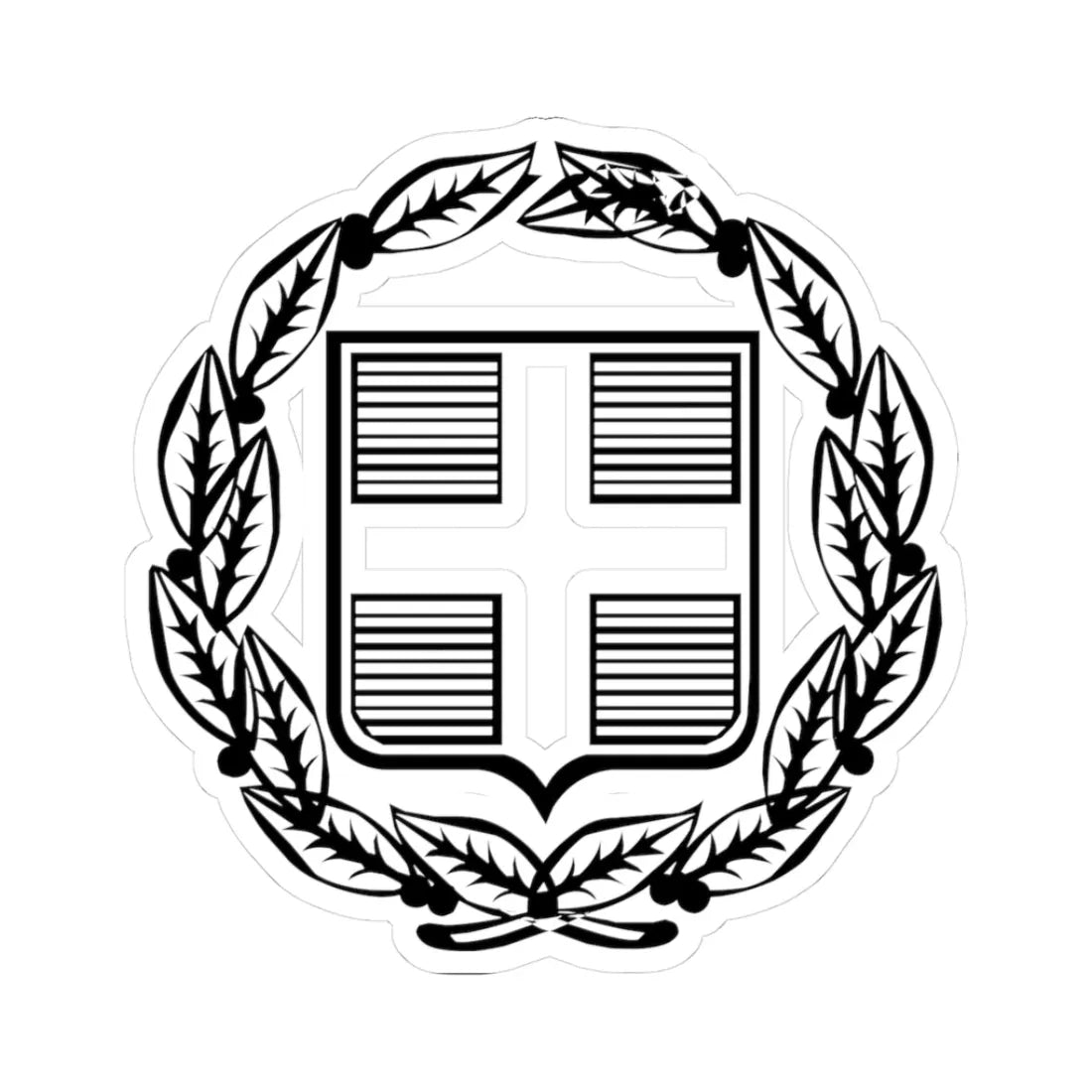 Coat of Arms of Greece Monochromatic - old (Greece) (Coat of Arms) STICKER Vinyl Kiss-Cut Decal 3 Inch White - The Sticker Space