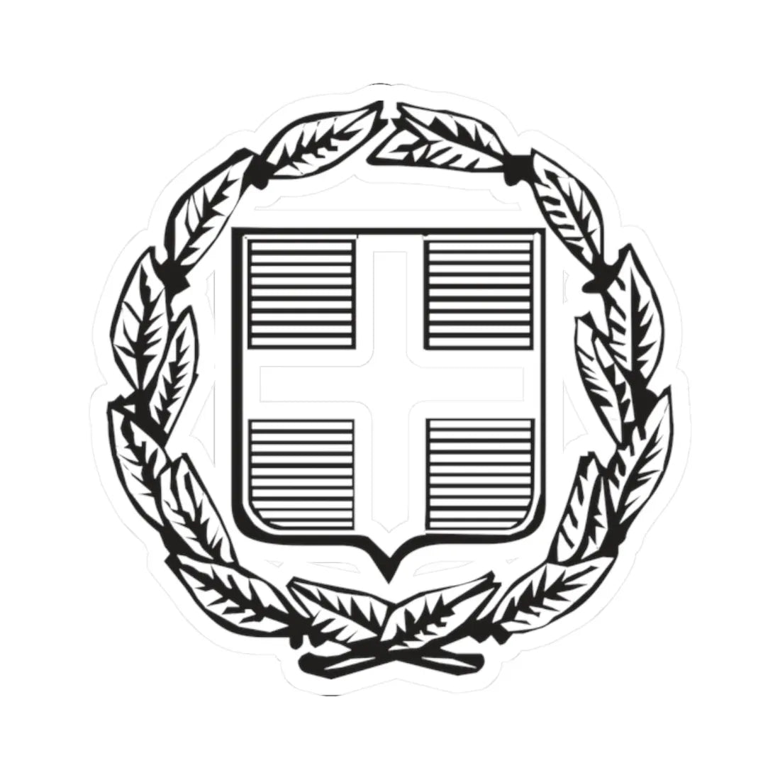 Coat of Arms of Greece Monochromatic - other version (Greece) (Coat of Arms) STICKER Vinyl Kiss-Cut Decal 2 Inch White - The Sticker Space