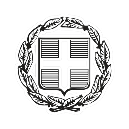 Coat of Arms of Greece Monochromatic - other version (Greece) (Coat of Arms) STICKER Vinyl Kiss-Cut Decal 2 Inch White - The Sticker Space