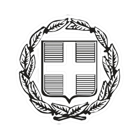 Coat of Arms of Greece Monochromatic - other version (Greece) (Coat of Arms) STICKER Vinyl Kiss-Cut Decal 2 Inch White - The Sticker Space