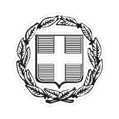 Coat of Arms of Greece Monochromatic - other version (Greece) (Coat of Arms) STICKER Vinyl Kiss-Cut Decal 4 Inch White - The Sticker Space