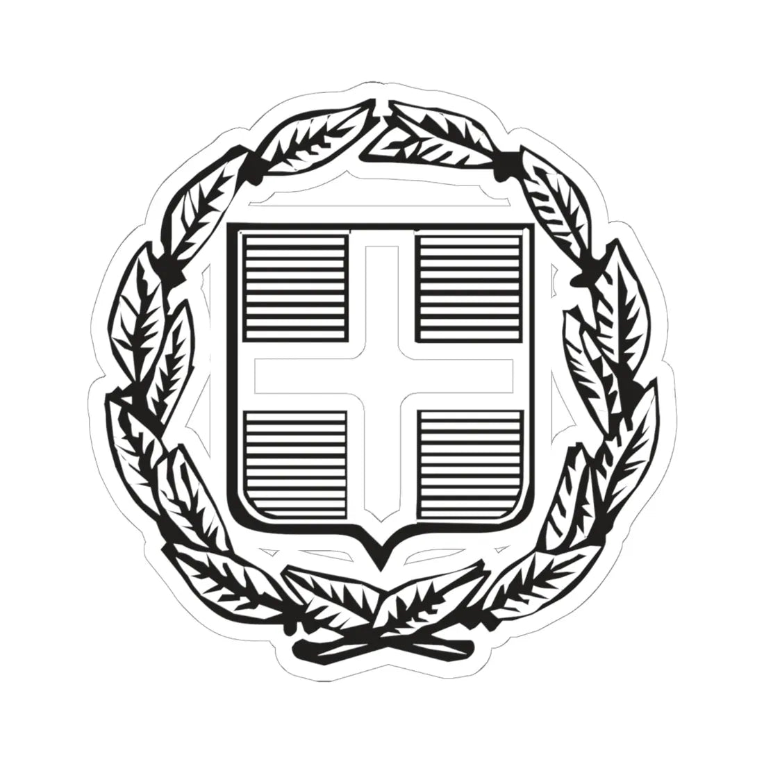Coat of Arms of Greece Monochromatic - other version (Greece) (Coat of Arms) STICKER Vinyl Kiss-Cut Decal 6 Inch White - The Sticker Space