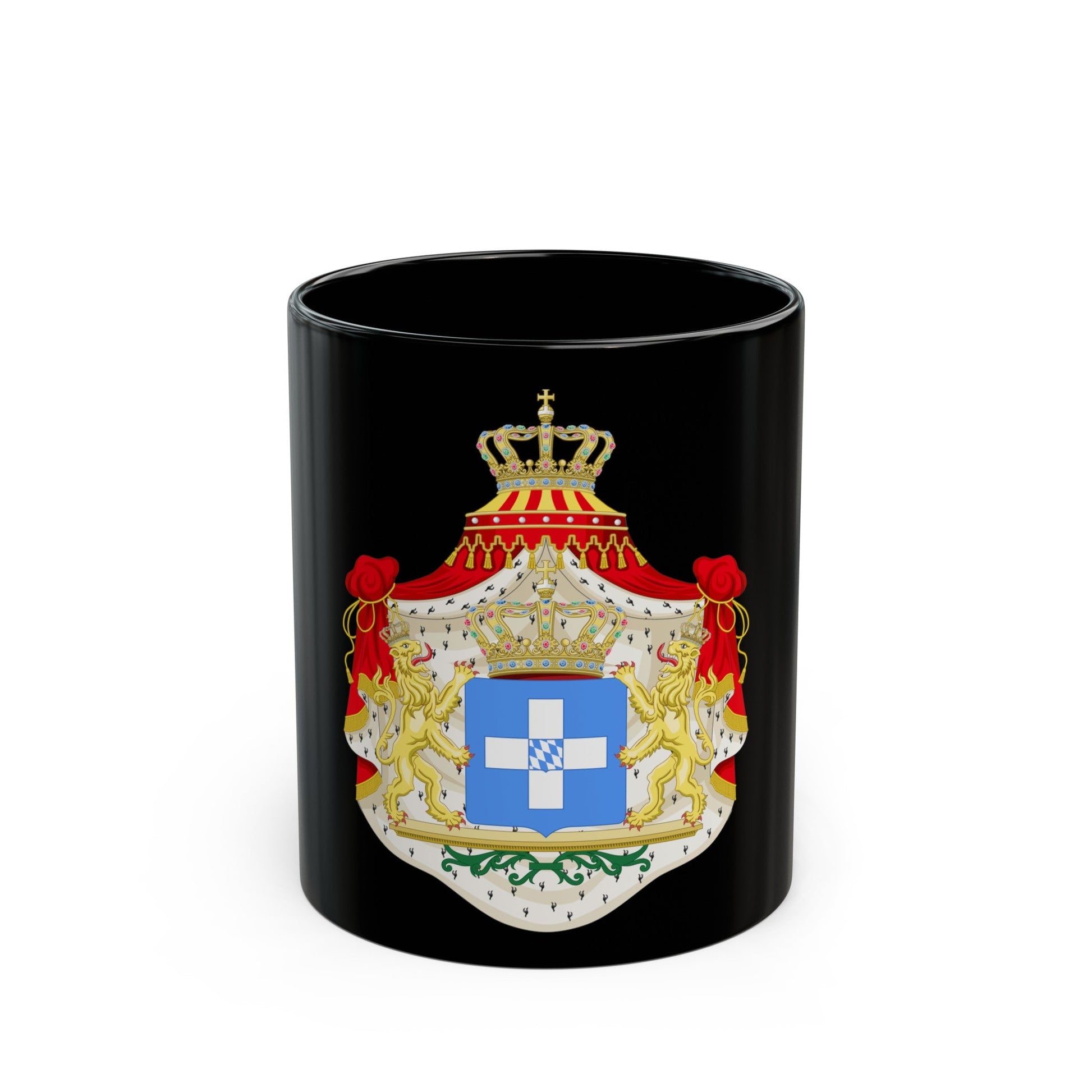 Coat of arms of Greece (Wittelsbach) - Black Coffee Mug-11oz-The Sticker Space