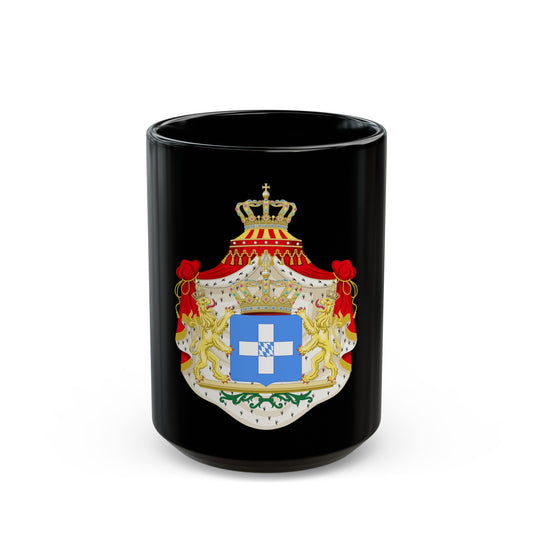 Coat of arms of Greece (Wittelsbach) - Black Coffee Mug-15oz-The Sticker Space