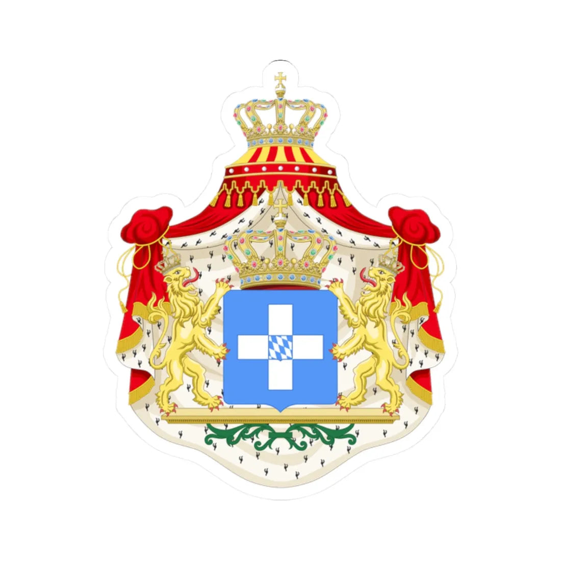 Coat of arms of Greece Wittelsbach (Germany) (Coat of Arms) STICKER Vinyl Kiss-Cut Decal 2 Inch White - The Sticker Space